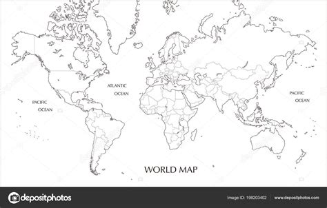 Outline World Map Mercator Projection Interactive Map