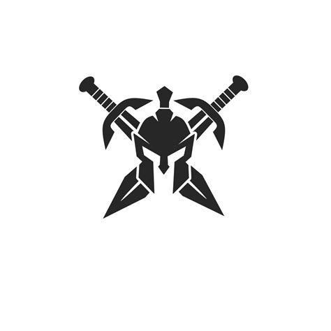 Template Logo Spartan Helmet And Two Sword 6253040 Vector Art At Vecteezy