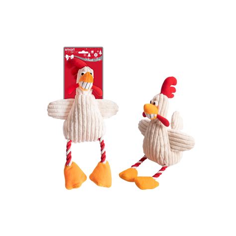 World Of Pets Plush And Rope Chicken Dog Toy 33cm