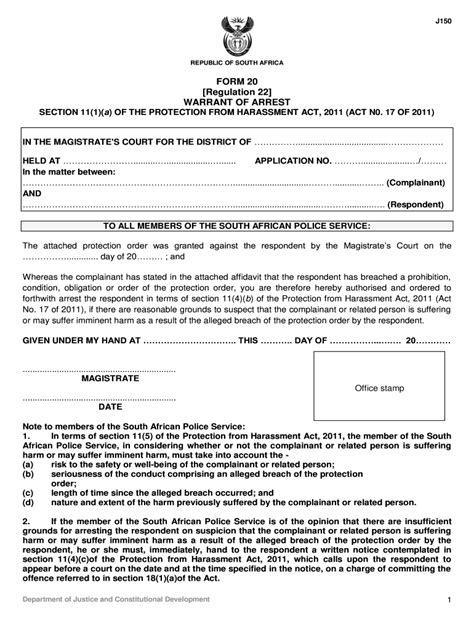 Warrant Of Arrest Form Fill And Sign Printable Template Online Us