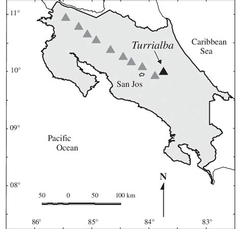 Location Map For Turrialba Volcano In Costa Rica Download Scientific