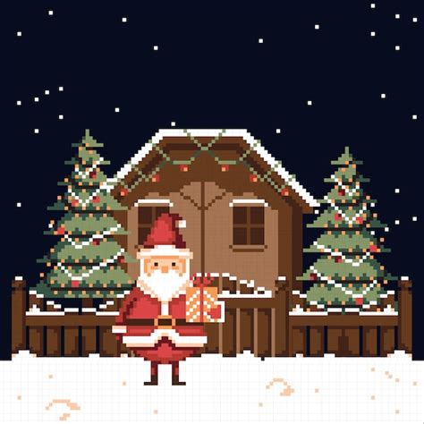 Free Vector Christmas Pixel Art Illustration