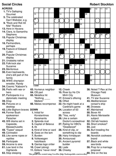 This clue was last seen on new york times mini crossword july 17 2020 answers in case the clue doesn't fit or there's something wrong please. Crossword Puzzles Printable | Free printable crossword ...