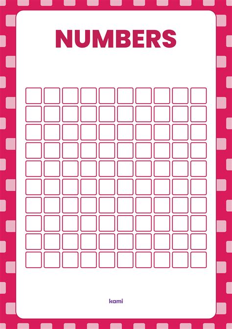 Number Chart 1 100 Red Blank Ten Rows For Teachers Perfect For