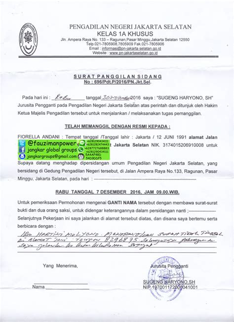 Contoh Surat Permohonan Ganti Nama Akta Kelahiran Orang Tua Surat The