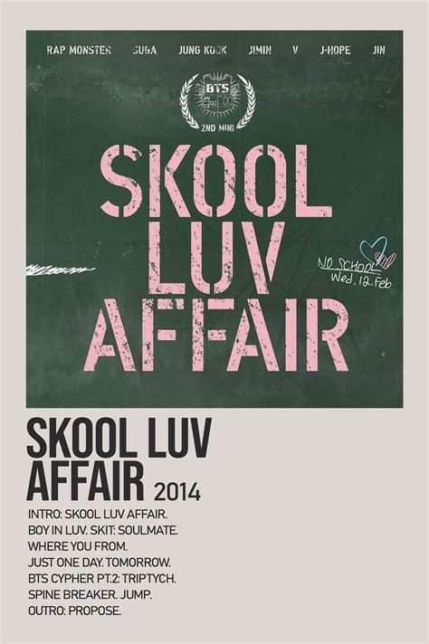 Minimalist Album Poster Skool Luv Affair Alternative Album Poster Bts