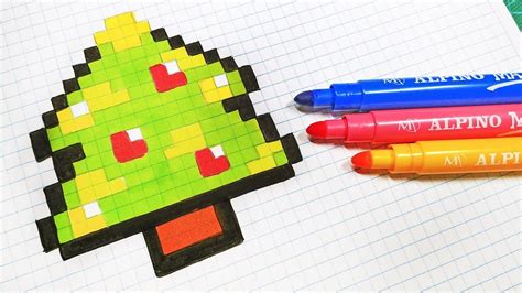 Christmas Pixel Art How To Draw A Christmas Tree Pixelart Youtube