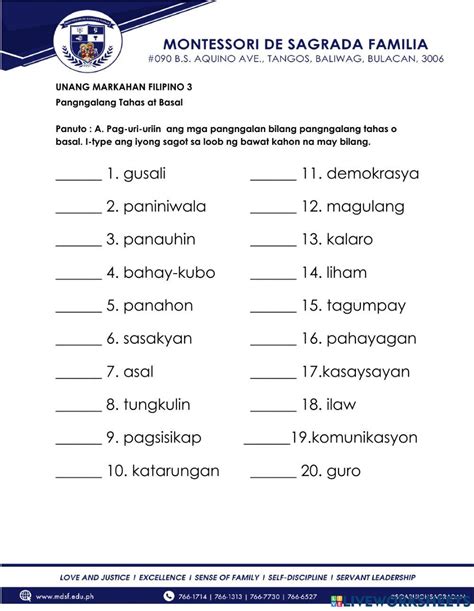 Uri Ng Pangngalan Ayon Sa Katangian Worksheet Grade 6 Anotungkulin