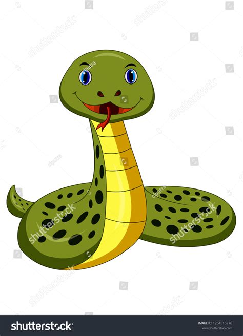 Cartoon Happy Snake Isolated On White Stock Illustration 1264516276