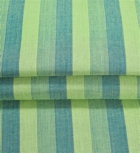 Buy Green Blue Stripe Handloom Cotton Fabric For Best Price Reviews