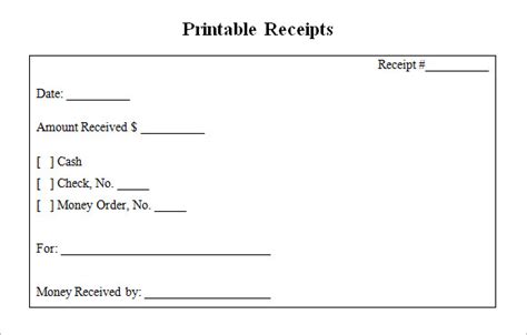 Blank Receipt Templates 9 Free Word Excel PDF Formats Samples