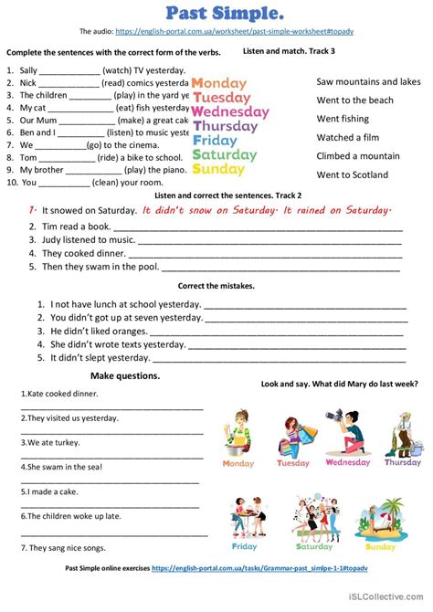 Past Simple Activities With Listenin English Esl Worksheets Pdf And Doc