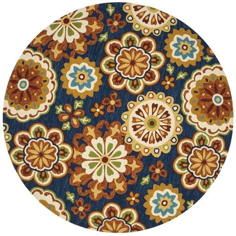 They create an attractive visual appeal simply. E138 Floral Medallion Round Rug, 7'10", Dark Blue in 2020 ...