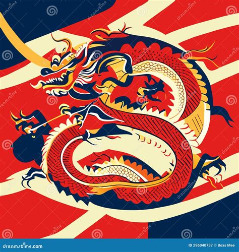 Chinese Dragon On The Flag Of The United Kingdom Vector Illustration