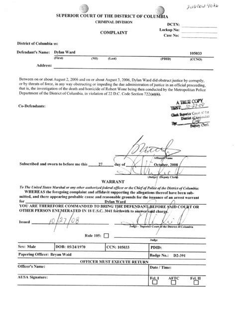 Affidavit In Support Of An Arrest Warrant Dylan Ward Legal Action