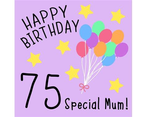 75th Birthday Cards For Mum Card Design Template