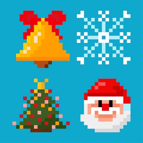 Free Vector Christmas Pixel Art Element Collection