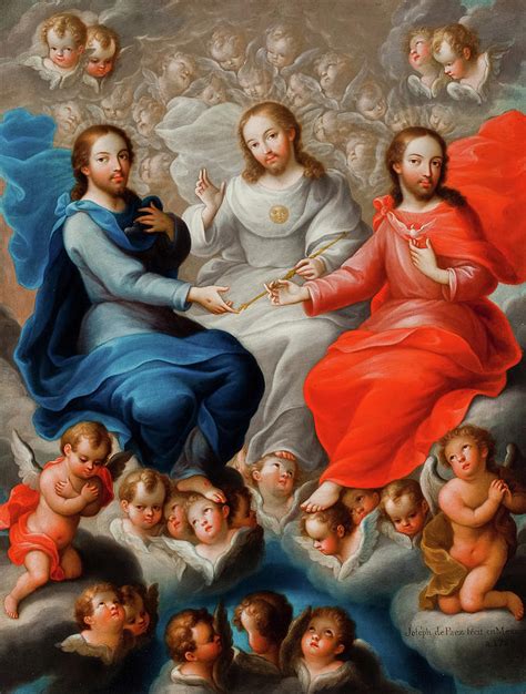 We have a strong religious education program for children and adults, social outreach program, mom's group. The Holy Trinity, 1759 Painting by Joseph de Paez