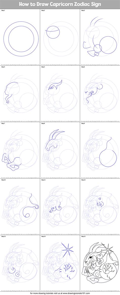 How To Draw Capricorn Zodiac Sign Printable Step By Step Drawing Sheet