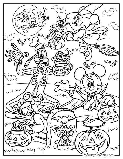 Mickey Mouse And Minnie Mouse Halloween Coloring Pages