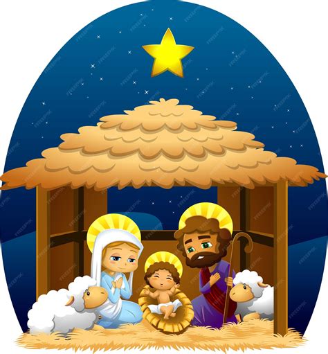 Premium Vector A Christmas Nativity Scene With Baby Jesus Mary And