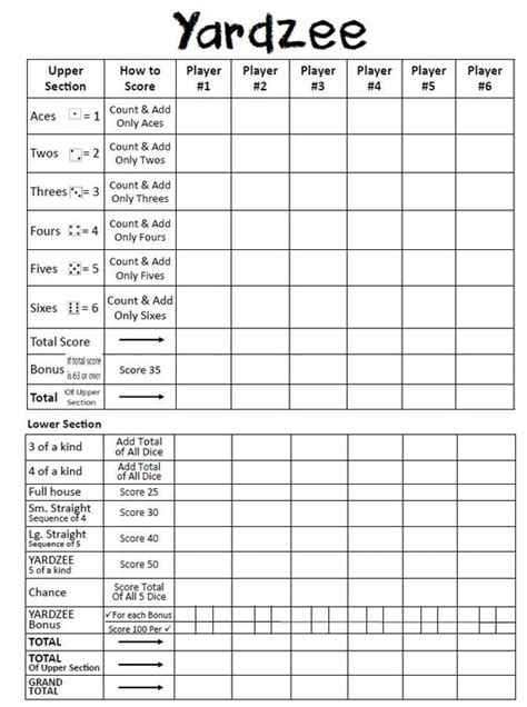 Yahtzee Score Sheets Printable Activity Shelter Printable Yardzee