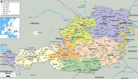 Detailed Political Map Of Austria Ezilon Maps