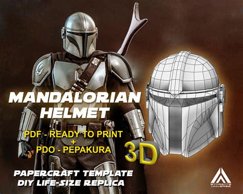 Mandalorian Helmet Template For Cosplay Pepakura Pdo Pdf Files