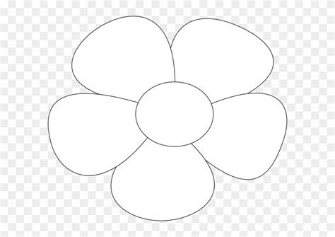 Simple Flower Clip Art At Clker Five Petals Flower Drawing Full