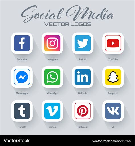 Popular Social Media Logos Collection Royalty Free Vector