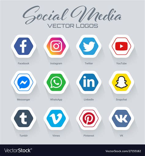 Popular Social Media Logos Collection Royalty Free Vector