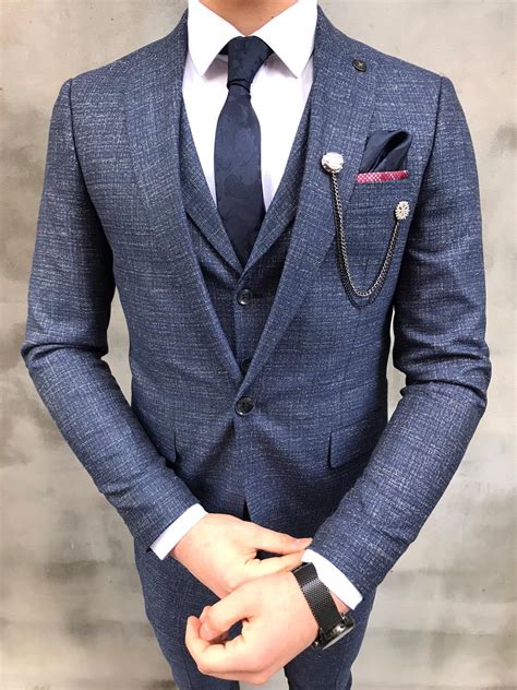 Crofton Blue Slim Fit Wool Suit Bespoke Daily