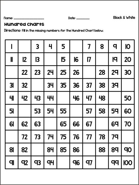 Fill In The Blanks Numbers 1 100 Worksheets