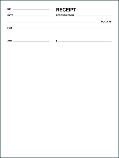 Free Printable Blank Receipt Form