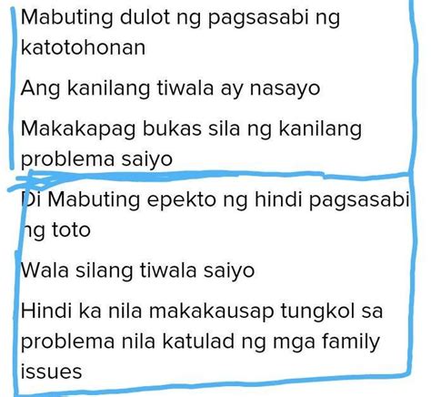 Gawain Sa Pagkatuto Bilang 3 Mag Isip Ng Mabuting Dulot Ng Pagsasabi