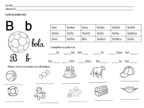 Atividades Silabas Ba Be Bi Bo Bu Para Aprendizado