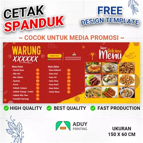 Cetak Spanduk Banner Untuk Warung Makanan Seblak Ukuran 150x60 Cm Bisa