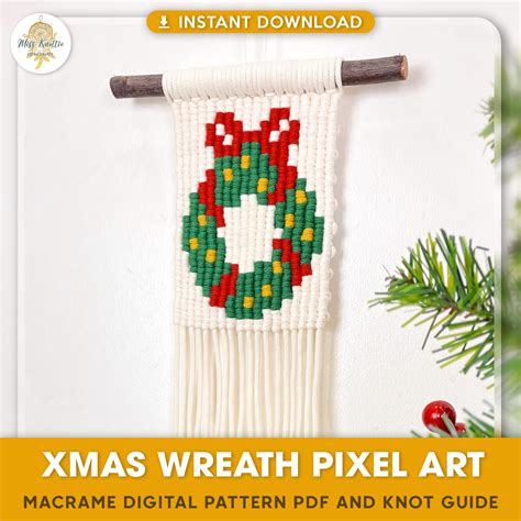 Christmas Wreath Pixel Art Pattern Digital Pdf And Knot Guide