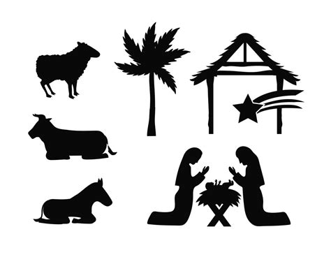 The Nativity Of Jesus Silhouette Icon Set 1312237 Vector Art At Vecteezy