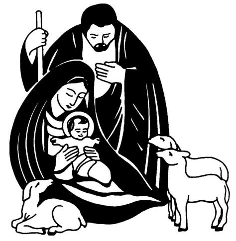 Nativity Scene Nativity Of Jesus Christmas Black And White Clip Art