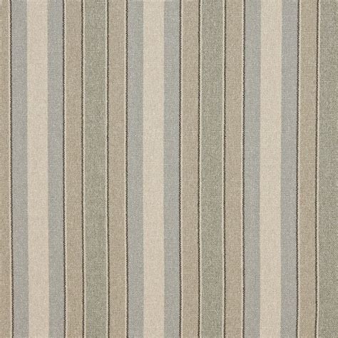 Blue Beige And Green Striped Washed Linen Look Upholstery Fabric By