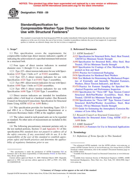 Astm F959 09 Standard Specification For Compressible Washer Type