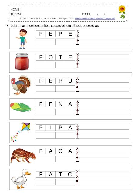 Atividades Para Educadores Ortografia Palavras Pa Pe Pi Po Pu