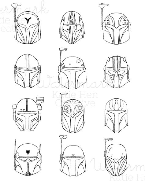 Minimalist Mandalorian Helmet Print Katie Hen Creatives Ko Fi Shop