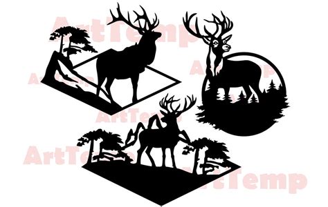 Deer Scene SVG Wildlife DXF Cut File Svg For Cricut Dxf For Etsy