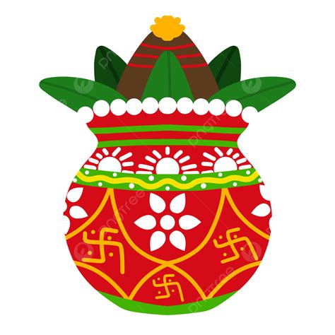 Olla De Barro Rojo Patrón Patrón Tradicional Celebración Kalash Clipart