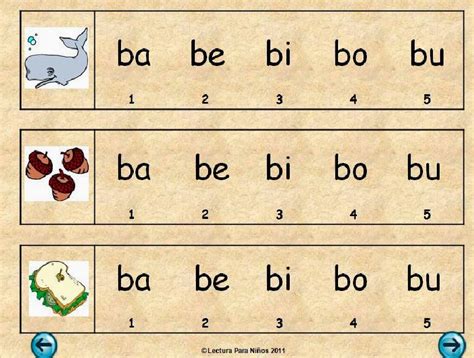 Fichas Para Repasar Las Sílabas Ba Be Bi Bo Bu