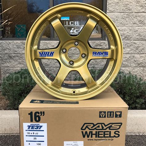 Rays Volk Racing Te37 Wheels 16x8 4x100 25 Offset Hyper Gold Concave