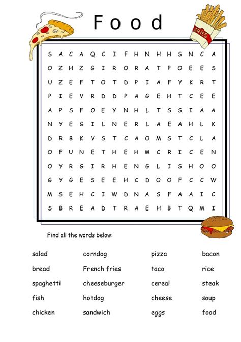 Can you finish the puzzle? Food Word Search Puzzles | Activity Shelter