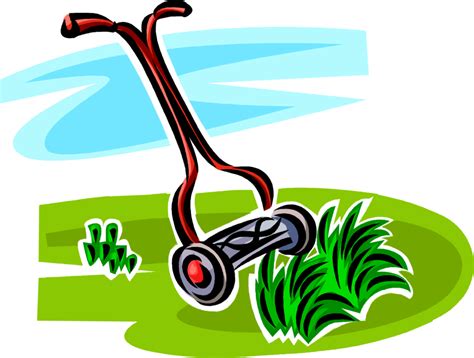 Download Vector Illustration Of Yard Work Push Lawn Mower Cuts Lawn